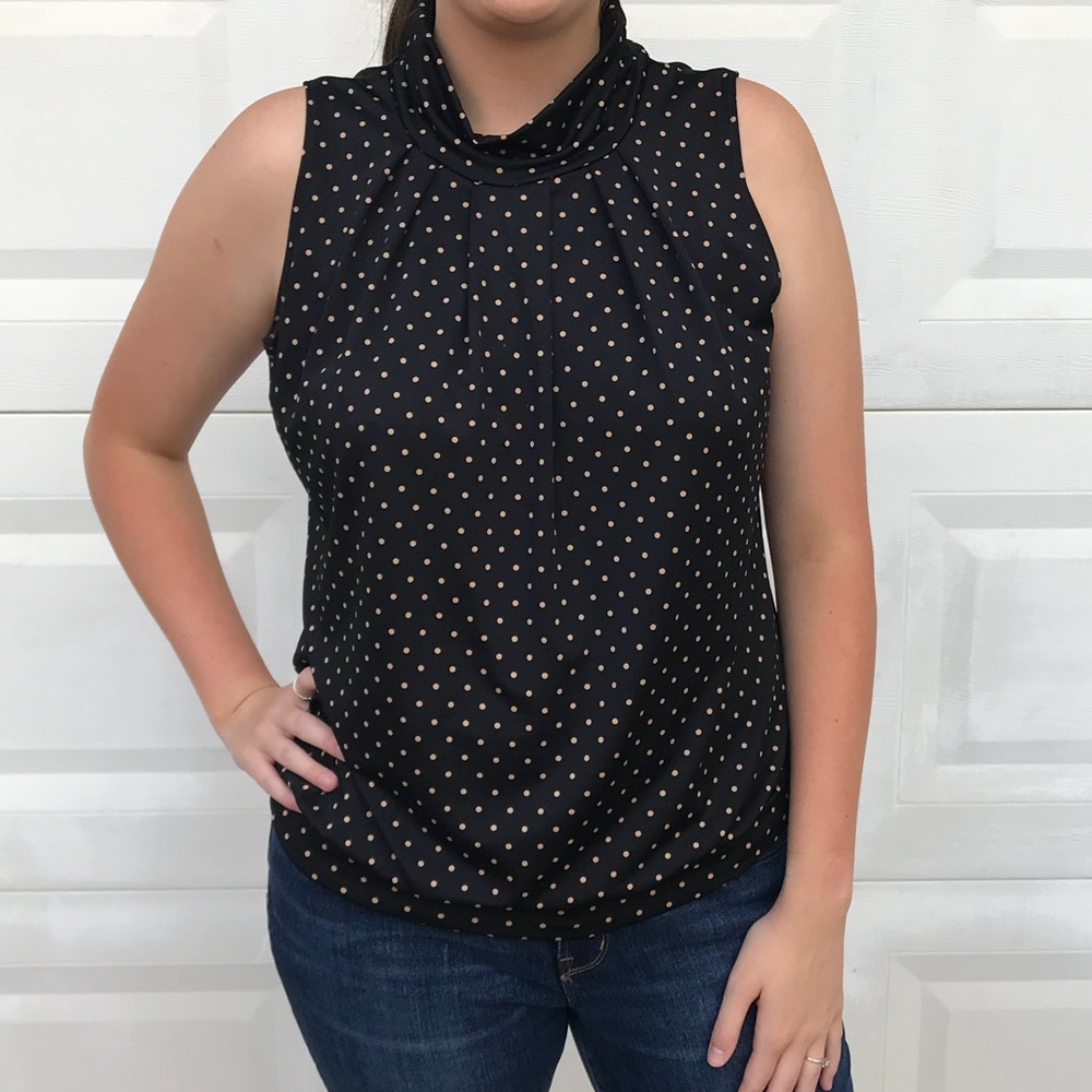 Polka Dot High Neck Sleeveless Blouse